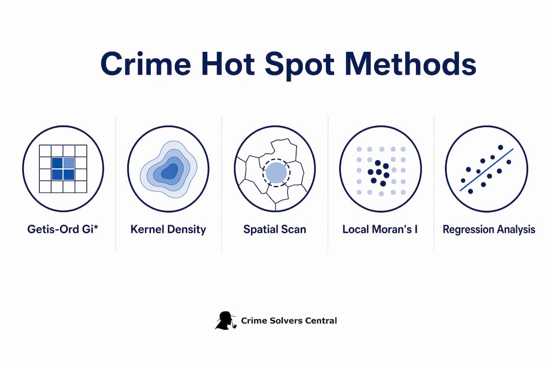 Infographic illustrating ranked crime hot spot analysis methods