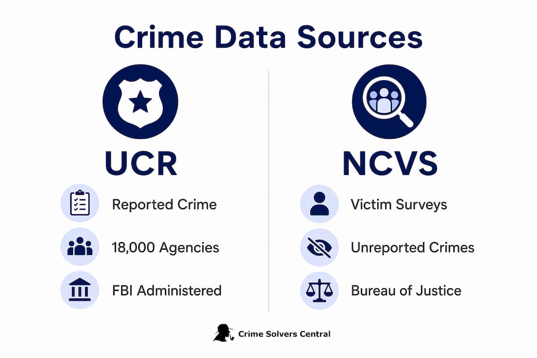 Infographic comparing UCR and NCVS crime data sources