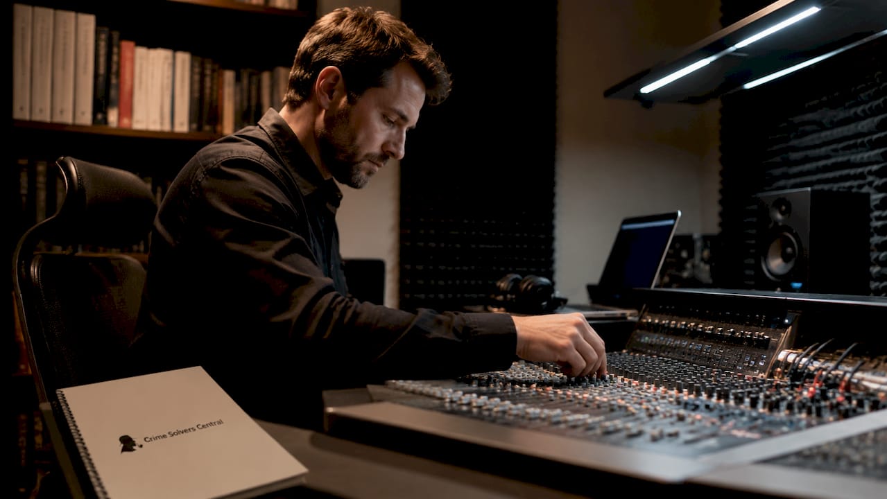 Hands adjusting forensic audio equipment controls