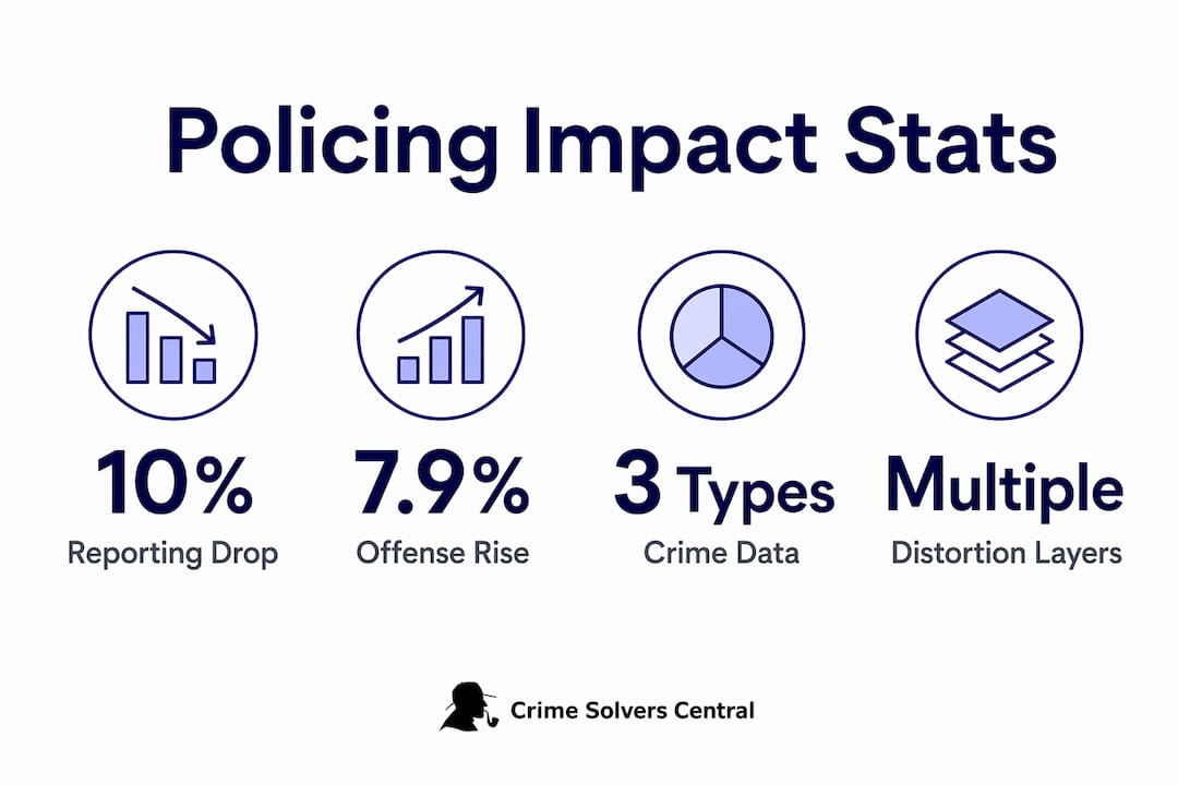 Infographic with key policing impact statistics on crime data