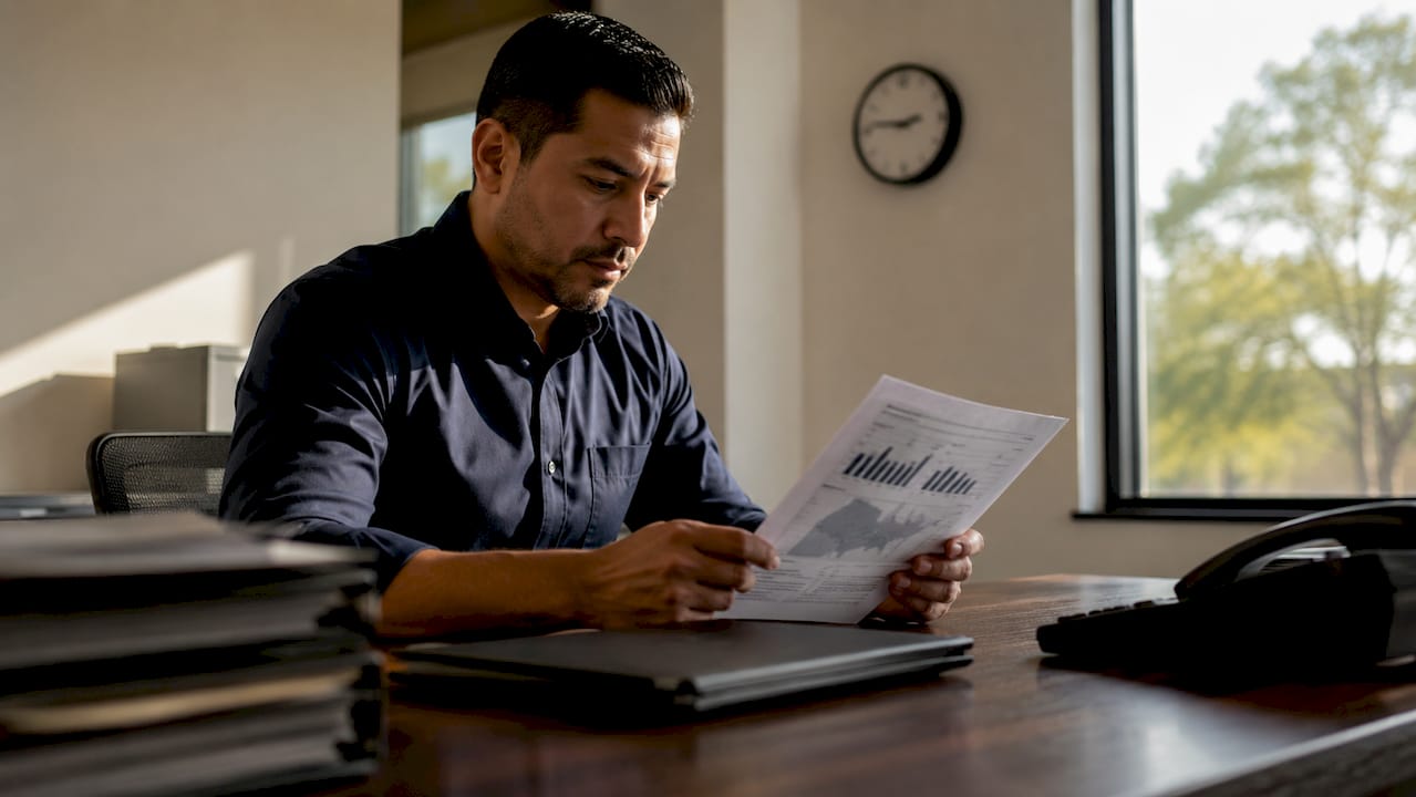 Law enforcement analyst reviewing crime pattern report
