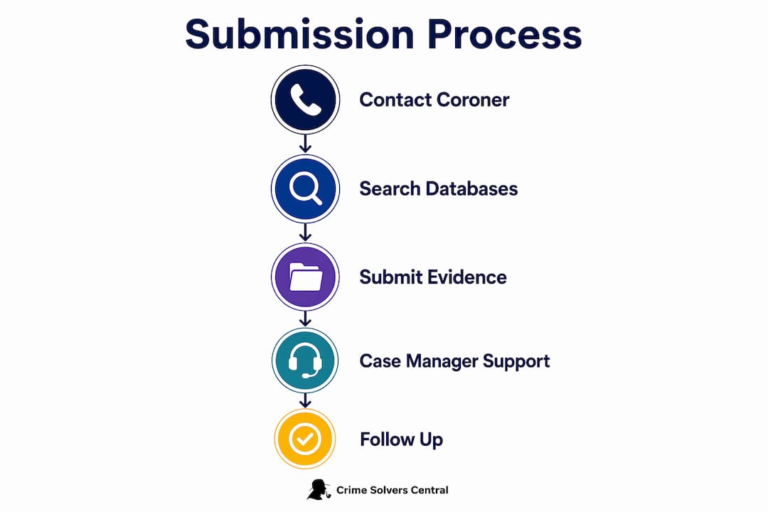 Infographic illustrating remains submission steps