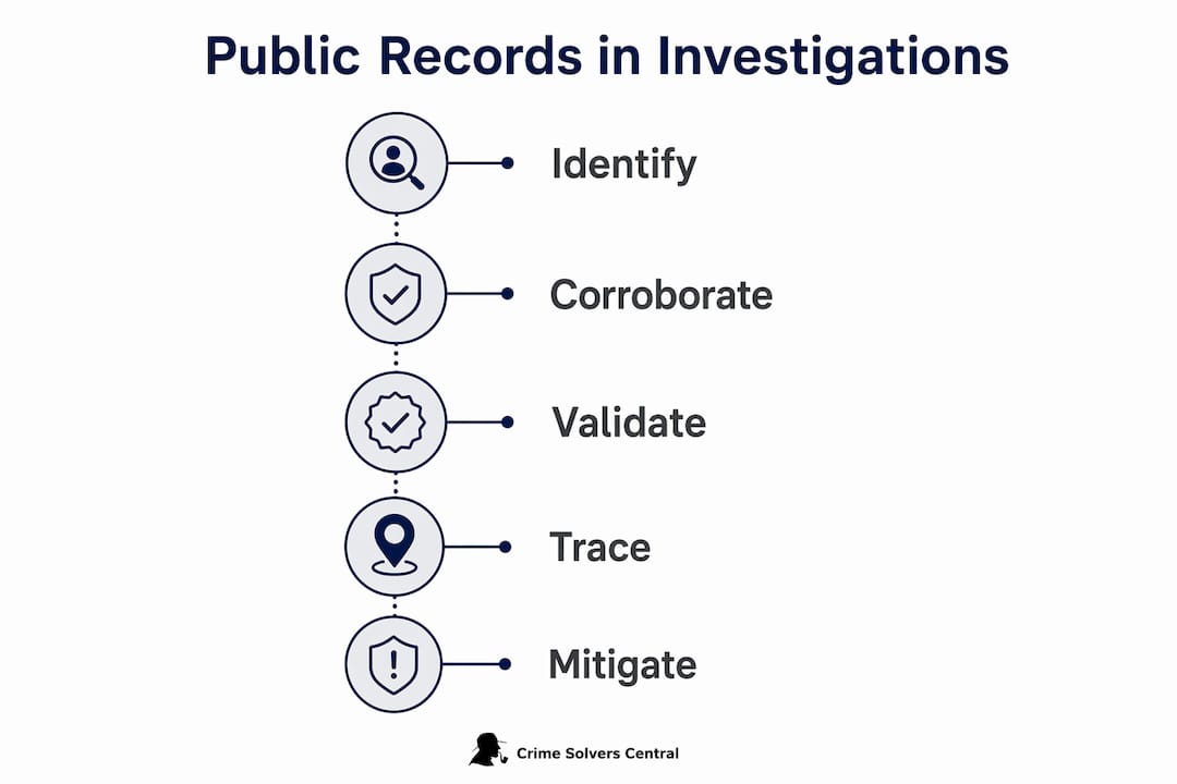 Infographic showing investigative steps with public records