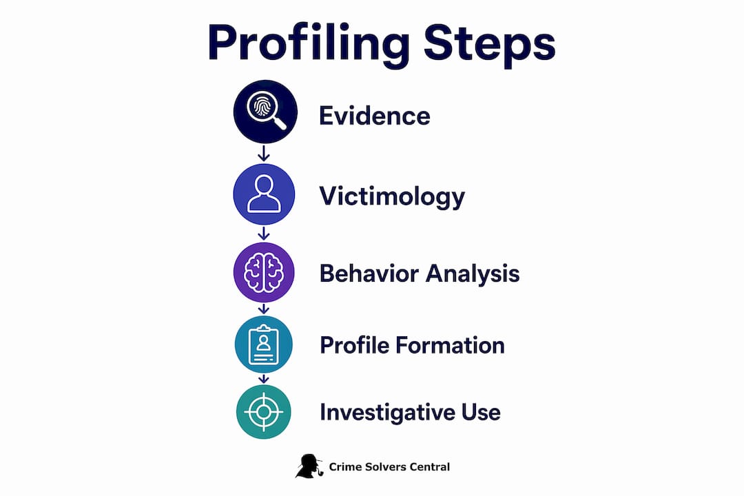 Infographic illustrating key steps in criminal profiling