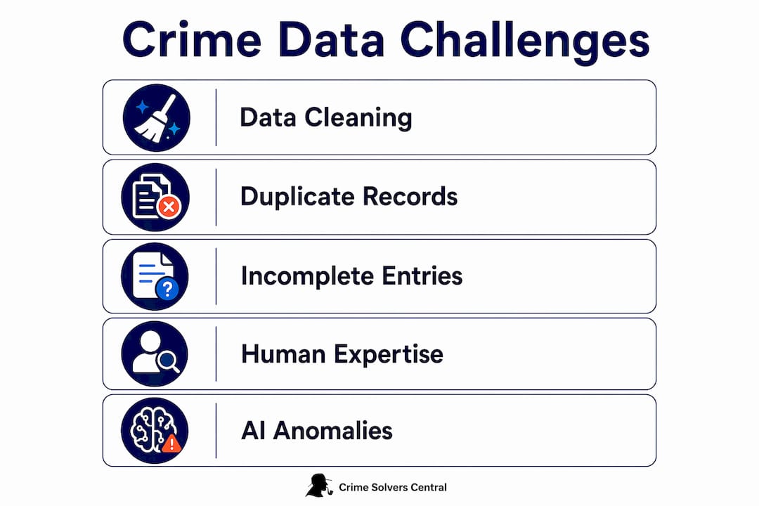 Infographic showing key crime data management challenges