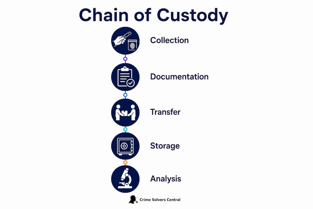 Infographic illustrating chain of custody stages
