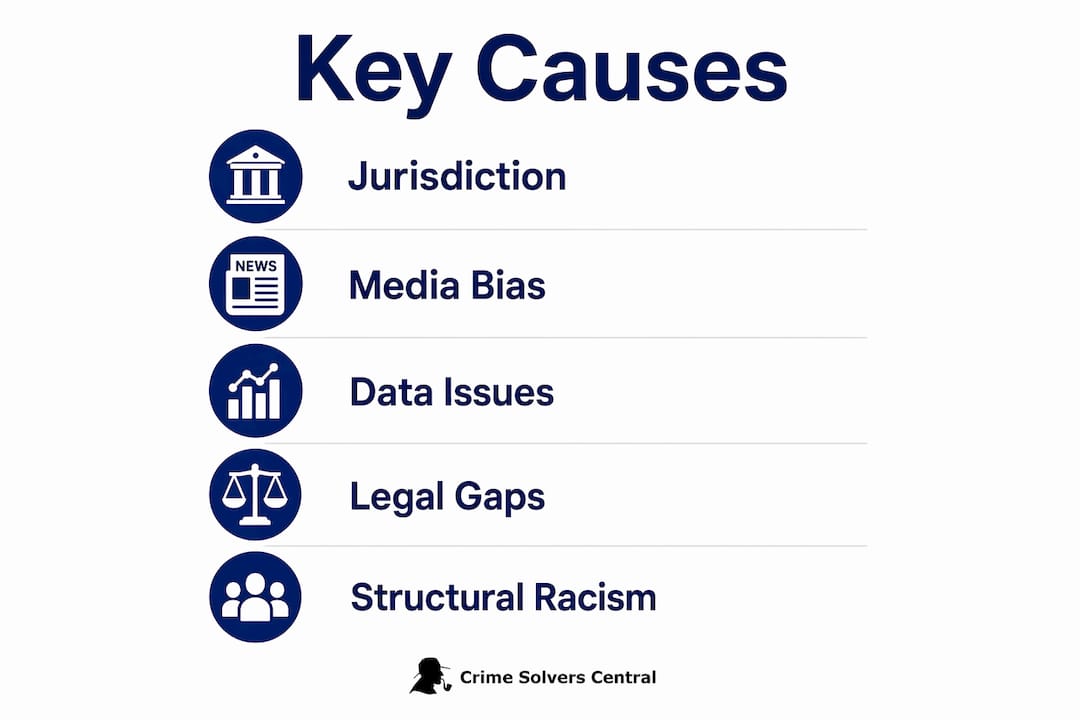 Infographic showing key causes of overlooked Indigenous missing persons