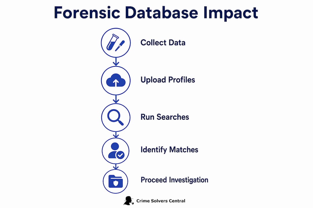 Infographic illustrating forensic database investigative process
