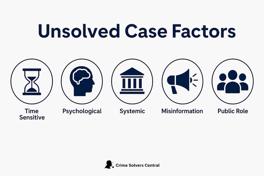 Infographic illustrating key factors in unsolved disappearances
