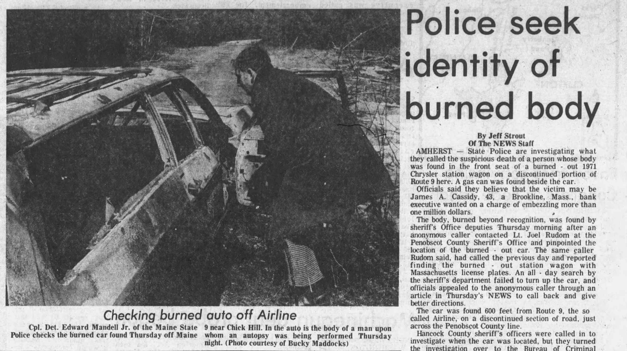 James Cassidy death by force case in Amherst, ME