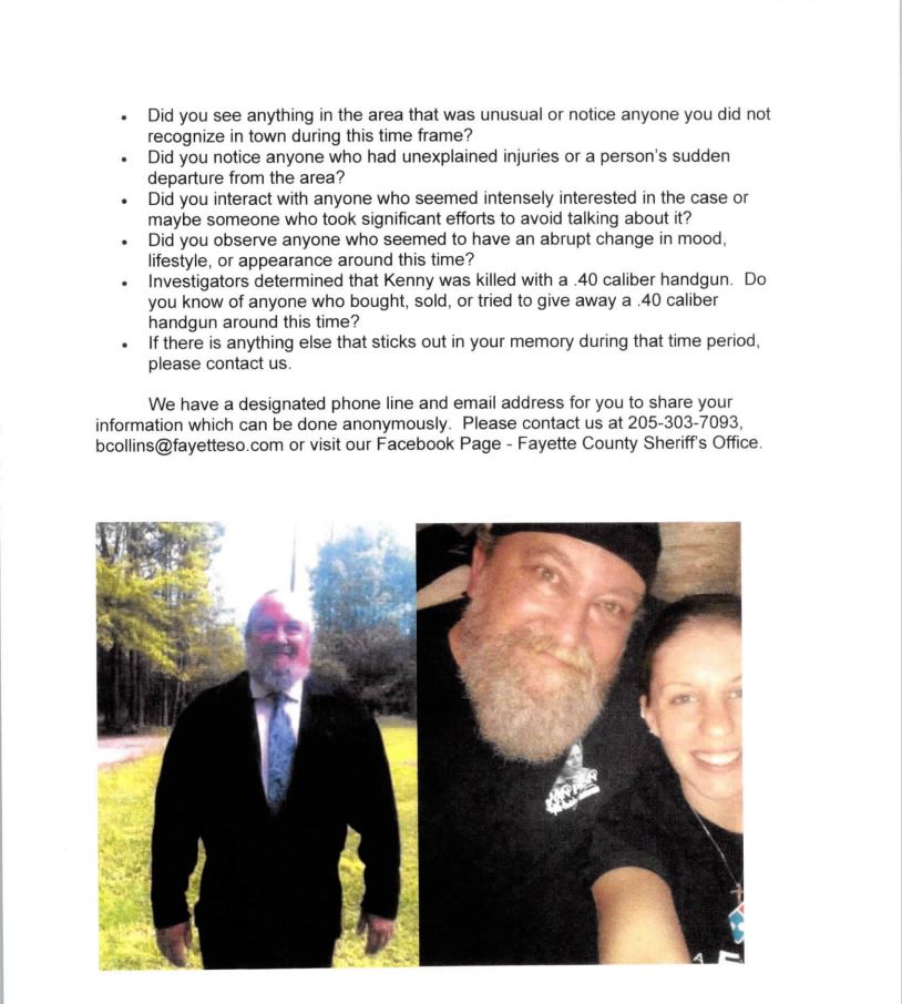 Kenneth Spinato death by force case in Fayette County, AL
