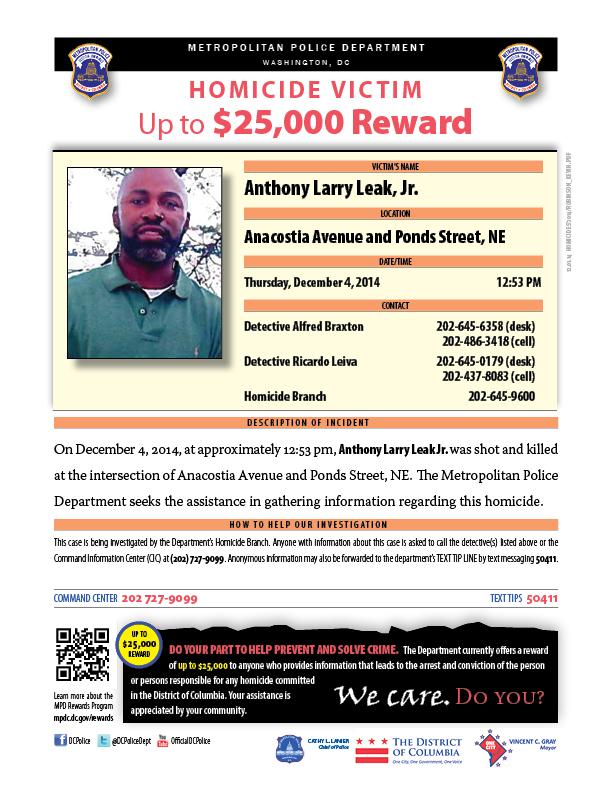 Anthony Leak death by force case in Washington, DC