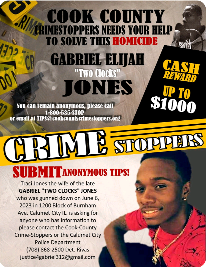Gabriel Elijah TwoClocks Jones death by force case in Calumet-city, IL