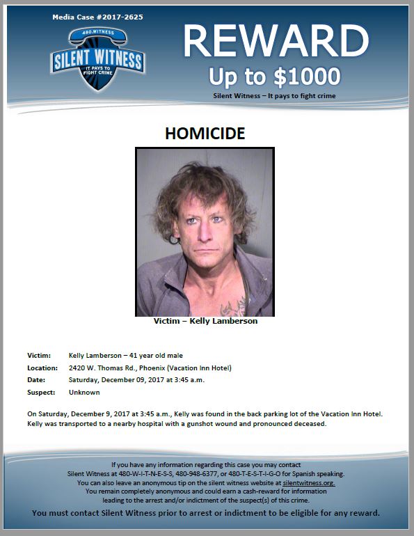 Kelly Lamberson death by force case in Phoenix, AZ