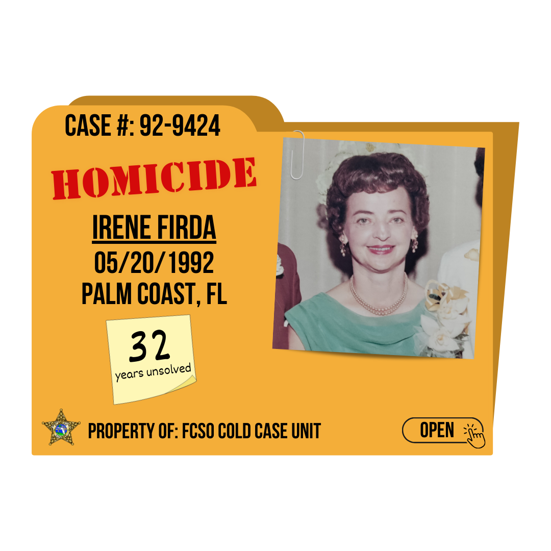 Irene Firda death by force case in Palm Coast, FL