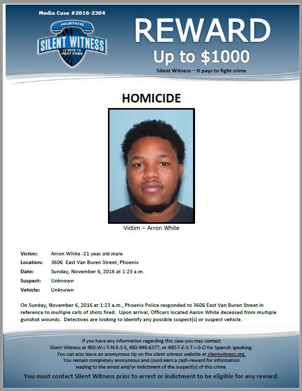 Aaron Jarel White death by force case in Phoenix, AZ
