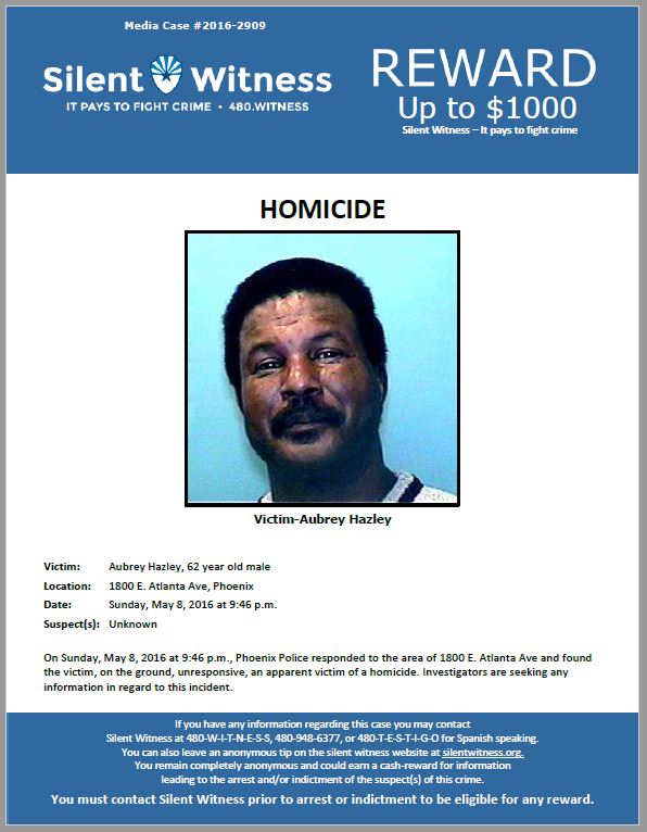Aubrey Hanzley death by force case in Phoenix, AZ