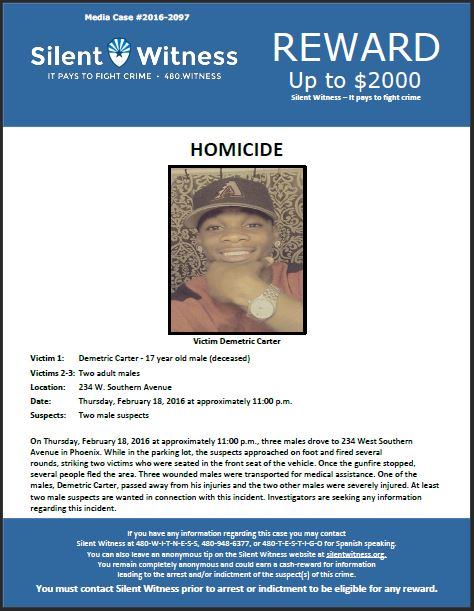 Demetric Tremayne Carter death by force case in Phoenix, AZ