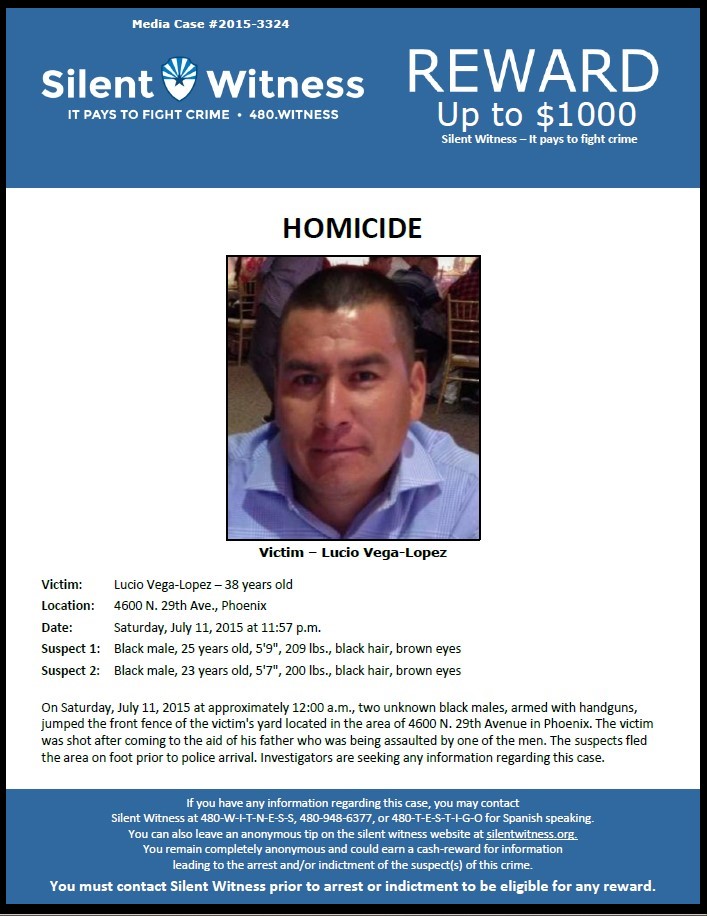 Lucio Vega Lopez death by force case in Phoenix, AZ