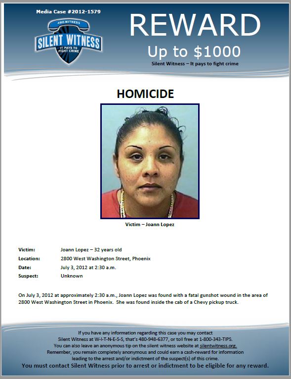 Joann Lopez death by force case in Phoenix, AZ