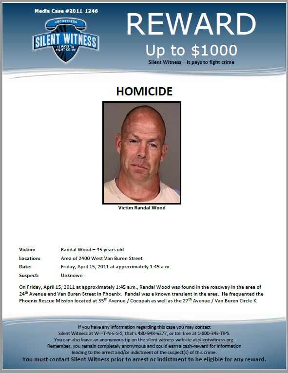 Randal Melvin Wood death by force case in Phoenix, AZ