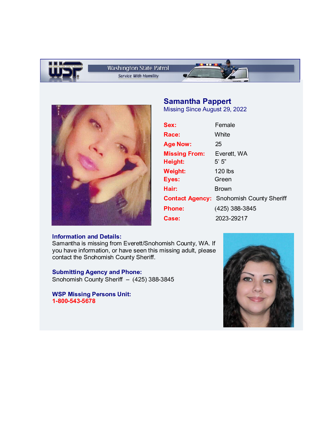 Samantha Pappert missing person case profile photo