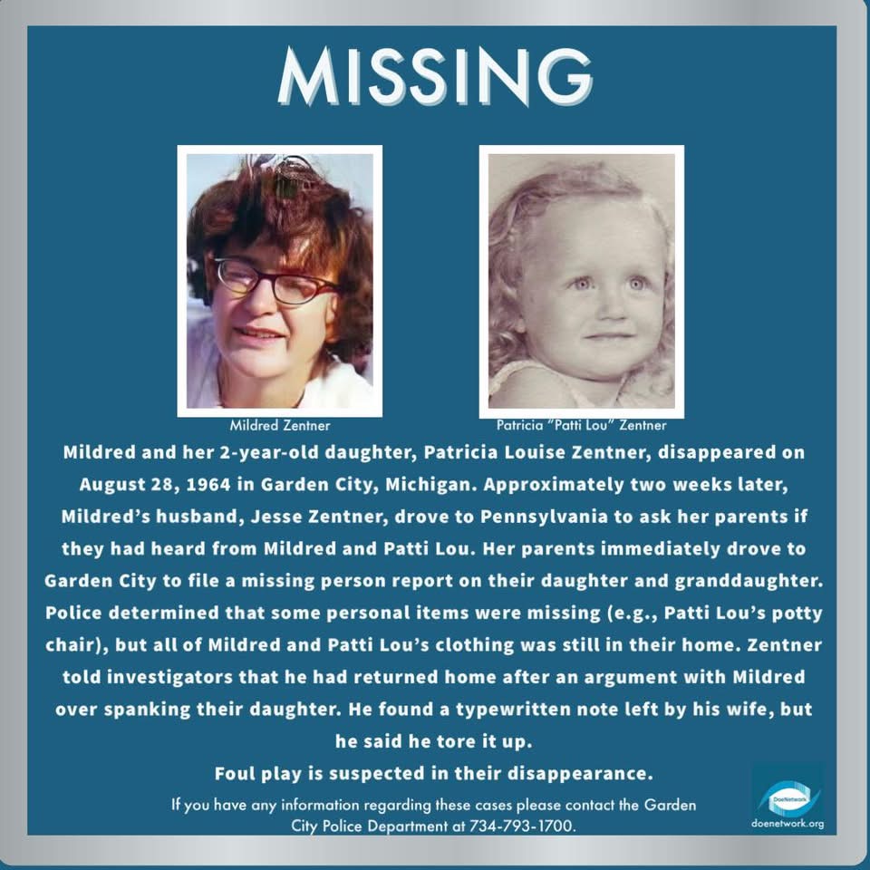 Mildred Zentner missing person case in Garden City, Michigan